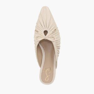 NWT Sam Edelman Julia Pointed Toe Leather Flat Mules Ivory Size 7